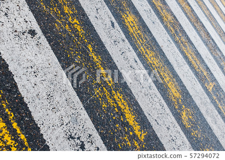 Pedestrian crossing, yellow and white stripes on 57294072
