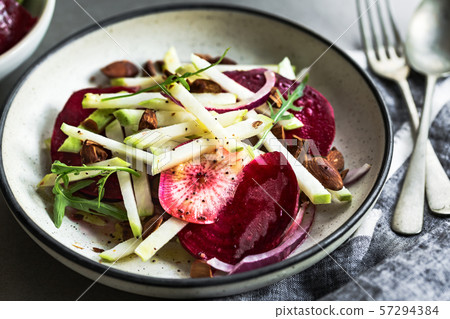 Kohlrabi ,Radish,Beetroot and Almond Salad 57294384