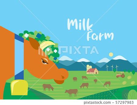 Rural landscape with milk farm flat color vector Rural landscape with milk farm flat color vector 57297983