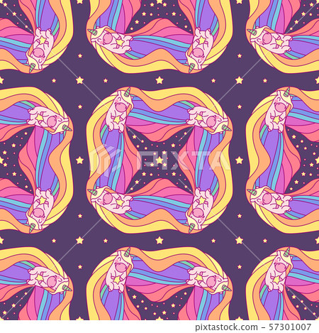 vector cute unicorn seamless pattern - Stock Illustration [57301007 ...