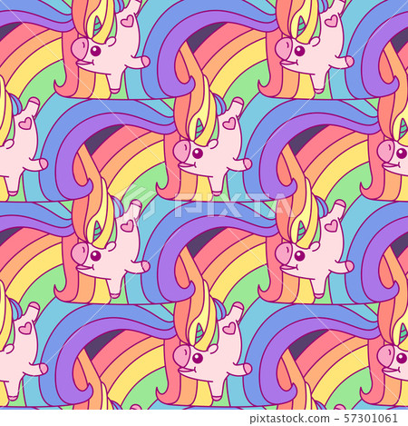 vector cute unicorn seamless pattern - Stock Illustration [57301061 ...