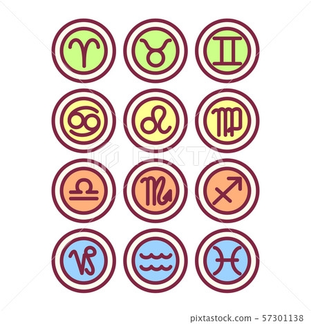 vector cute astrology horoscope zodiac icons 57301138