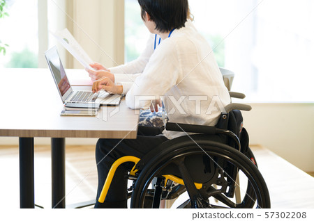 Wheelchair business office scenery faceless 57302208