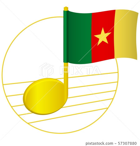 Cameroon flag and musical note 57307880
