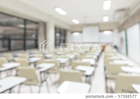Blur classroom education background empty school class lecture room interior view with no teacher nor student 57308577