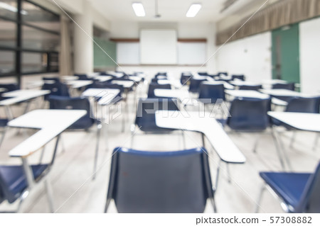 Blur classroom education background empty school class lecture room interior view with no teacher nor student 57308882