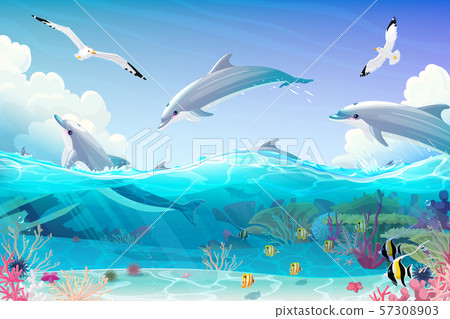 vector cartoon underwater sea clipart vector cartoon underwater sea clipart 57308903