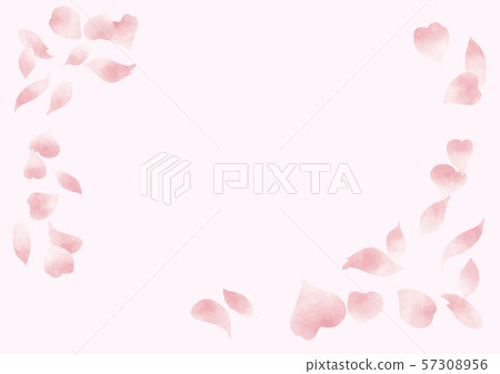 水彩風格粉紅色花瓣框架（左和右） 57308956