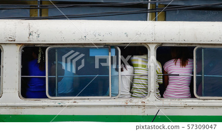 People sitting on local bus People sitting on local bus 57309047
