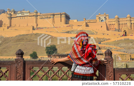 A woman seeing the ancient fort A woman seeing the ancient fort 57310228