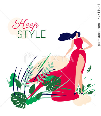 Beautiful Woman in Elegant Long Red Dress Card. Beautiful Woman in Elegant Long Red Dress Card. 57311921