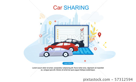 Car Sharing Banner, Choosing Car to Rent or Buy. 57312594