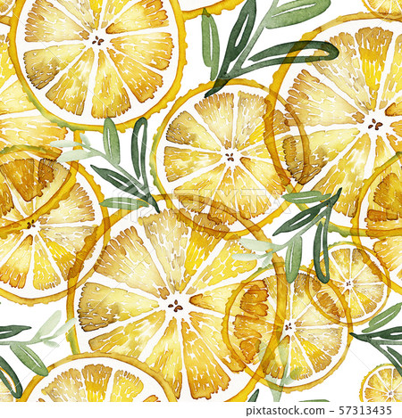 remonページ Seamless watercolor pattern with lemons - Stock Illustration