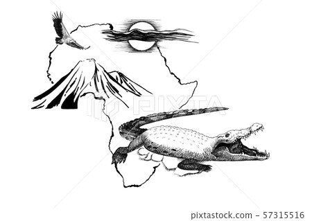 Crocodile on Africa map background with Crocodile on Africa map background with 57315516