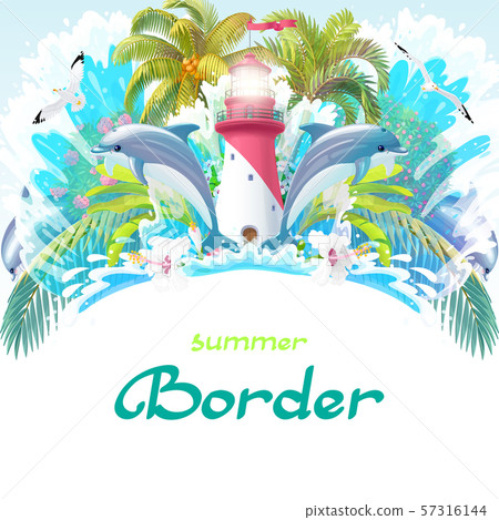 Vector Cartoon Sea Border Background Stock Illustration