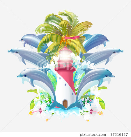 Vector Sea Cartoon Composition Stock Illustration