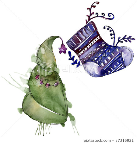 Christmas winter holiday symbol in a watercolor style isolated. Aquarelle christmas card. 57316921