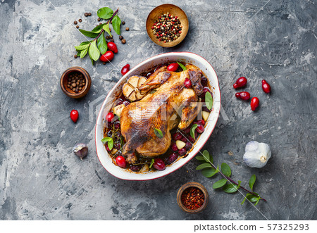 Baked chicken in berry sauce 57325293