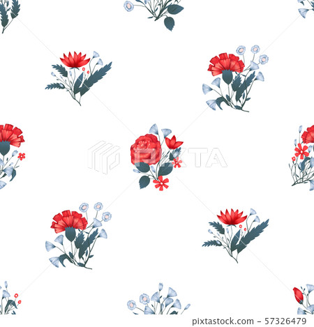 Seamless pattern Vector floral design with... - Stock Illustration ...