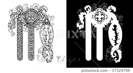 Virgo Zodiac Sign with victorian baroque patterns Virgo Zodiac Sign with victorian baroque patterns 57329799