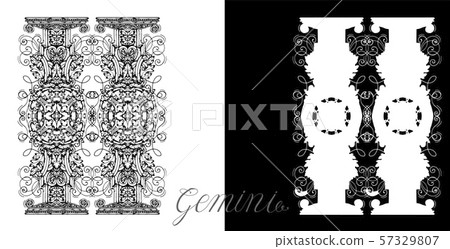 Gemini Zodiac Sign with victorian baroque patterns 57329807