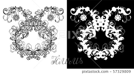 Taurus Zodiac Sign with victorian baroque patterns Taurus Zodiac Sign with victorian baroque patterns 57329809