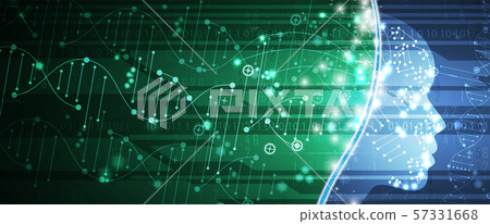 Abstract artificial intelligence DNA technology. Abstract artificial intelligence DNA technology. 57331668