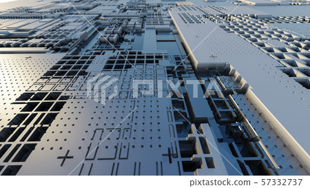 Abstract futuristic surface of a spaceship with sky lighting 57332737