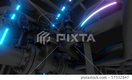 Abstract Industrial Equipment with Neon Lights Abstract Industrial Equipment with Neon Lights 57332847