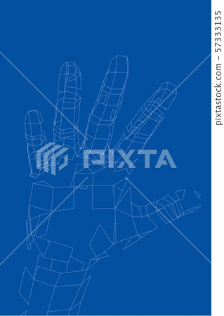 Wire Hand Vector Outline human hand vector. Wire-frame style - Stock Illustration ...