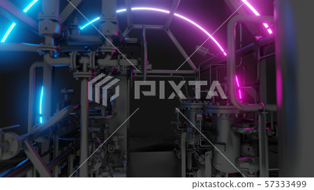 Abstract Industrial Equipment with Neon Lights Abstract Industrial Equipment with Neon Lights 57333499