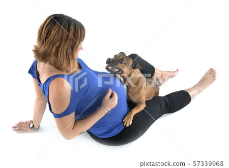 pregnant woman and dog 57339968