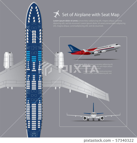 Set of Airplane with Seat Map Isolated Vector... - Stock Illustration ...