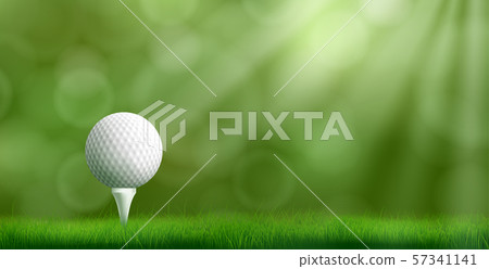 Golf ball on tee realistic vector background Golf ball on tee realistic vector background 57341141