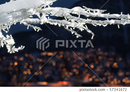 Winter tree with lights and decorations 57341672