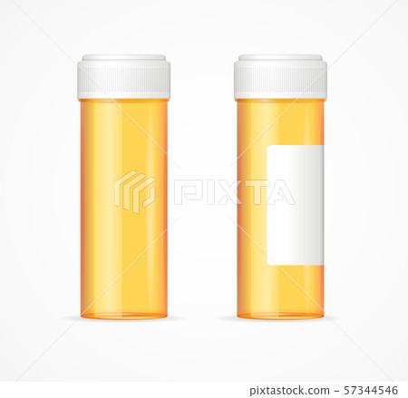 Realistic Detailed 3d Orange Pills Bottle Empty Template Mockup Set. Vector 57344546