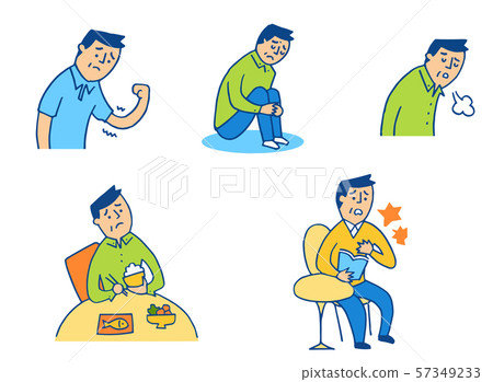 Unhealthy middle-aged man scene set 57349233