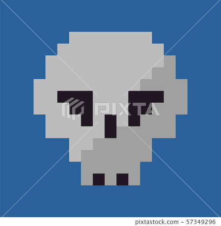 Skull Pixel Art Icon Skeleton Sign Bone Vector Stock Illustration