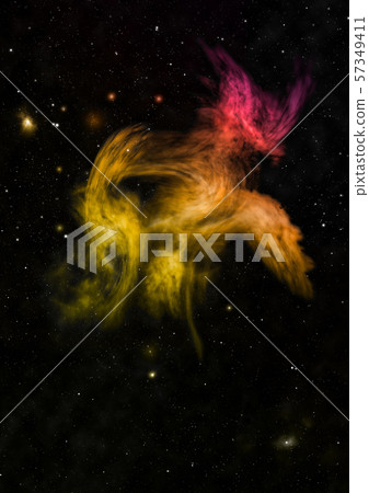 Star field in space and a nebulae. 3D rendering 57349411