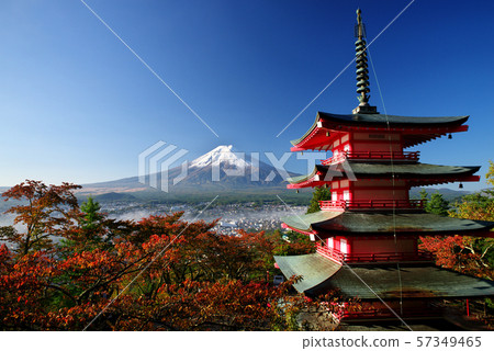 Fuji in late autumn from Fujiyoshida Asama Park 57349465