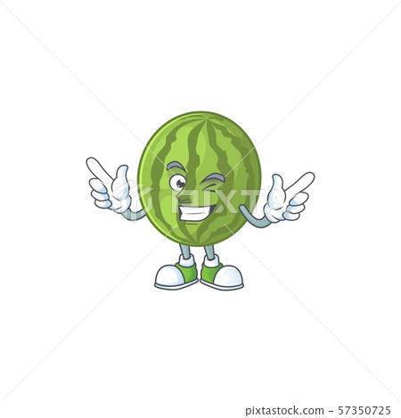 Wink watermelon cartoon mascot with fruit freshness 57350725