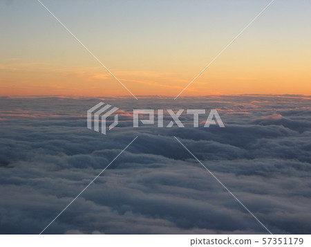 The first sunrise from the summit of Mt. Fuji, the sea of clouds immediately after sunrise The first sunrise from the summit of Mt. Fuji, the sea of clouds immediately after sunrise 57351179