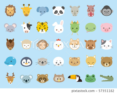 可愛的動物臉圖標集 57351182