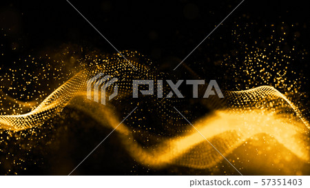 Gold color digital particles wave flow abstract - Stock Illustration ...