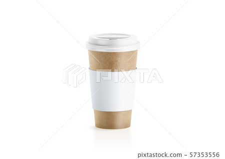 Blank craft paper cup with white sleeve holder mockup 57353556