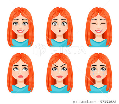 Face expressions of beautiful redhead woman Face expressions of beautiful redhead woman 57353628