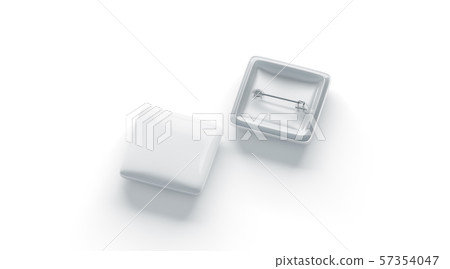Blank white rhombus badge mockup, front and back side, isolated Blank white rhombus badge mockup, front and back side, isolated 57354047