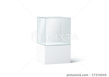 Blank white glass showcase mock up, isolated Blank white glass showcase mock up, isolated 57354049