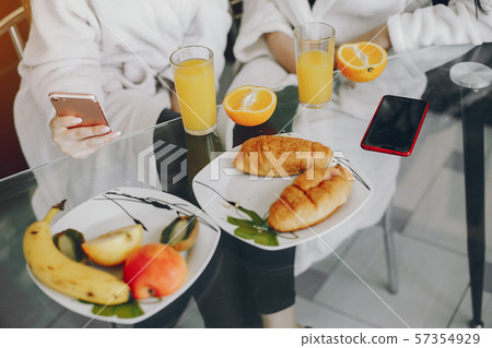 girls in a white dressing gown girls in a white dressing gown 57354929