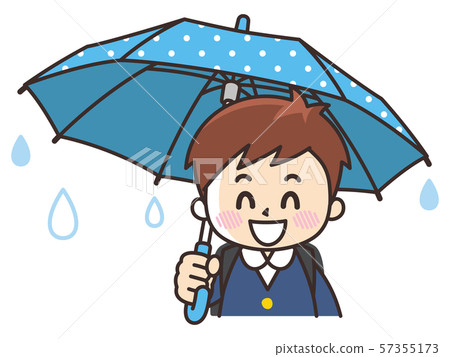 有傘的微笑的小學男孩 有傘的微笑的小學男孩 57355173